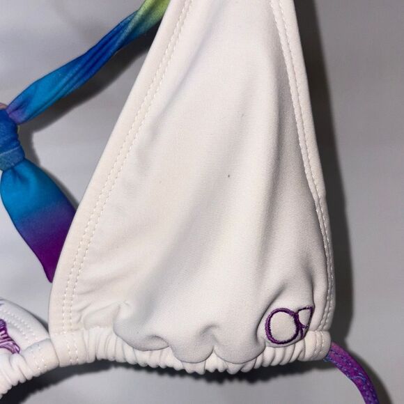 OP White and Multicolor Floral Bikini Top - Picture 3 of 5